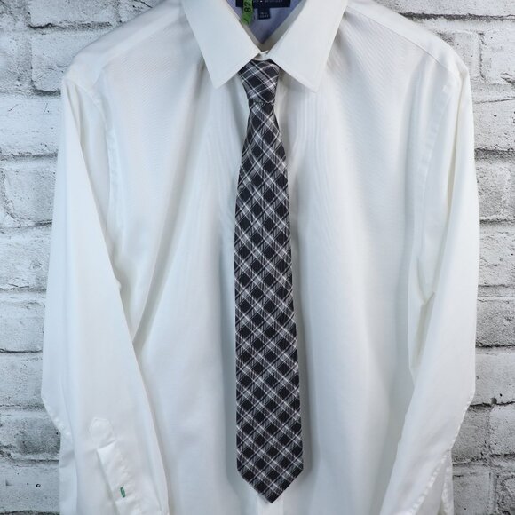 Michael Kors Necktie Men's 100% Black White Plaid Standard 58" Tartan - Picture 7 of 8